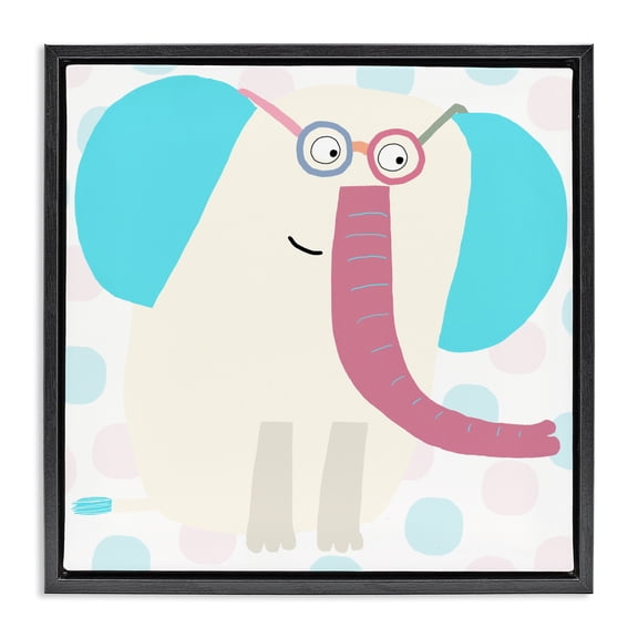 Stupell Industries Contemporary Electric Blue Elephant Black Floating Frame Canvas Art, 18 x 18, by Carla Daly
