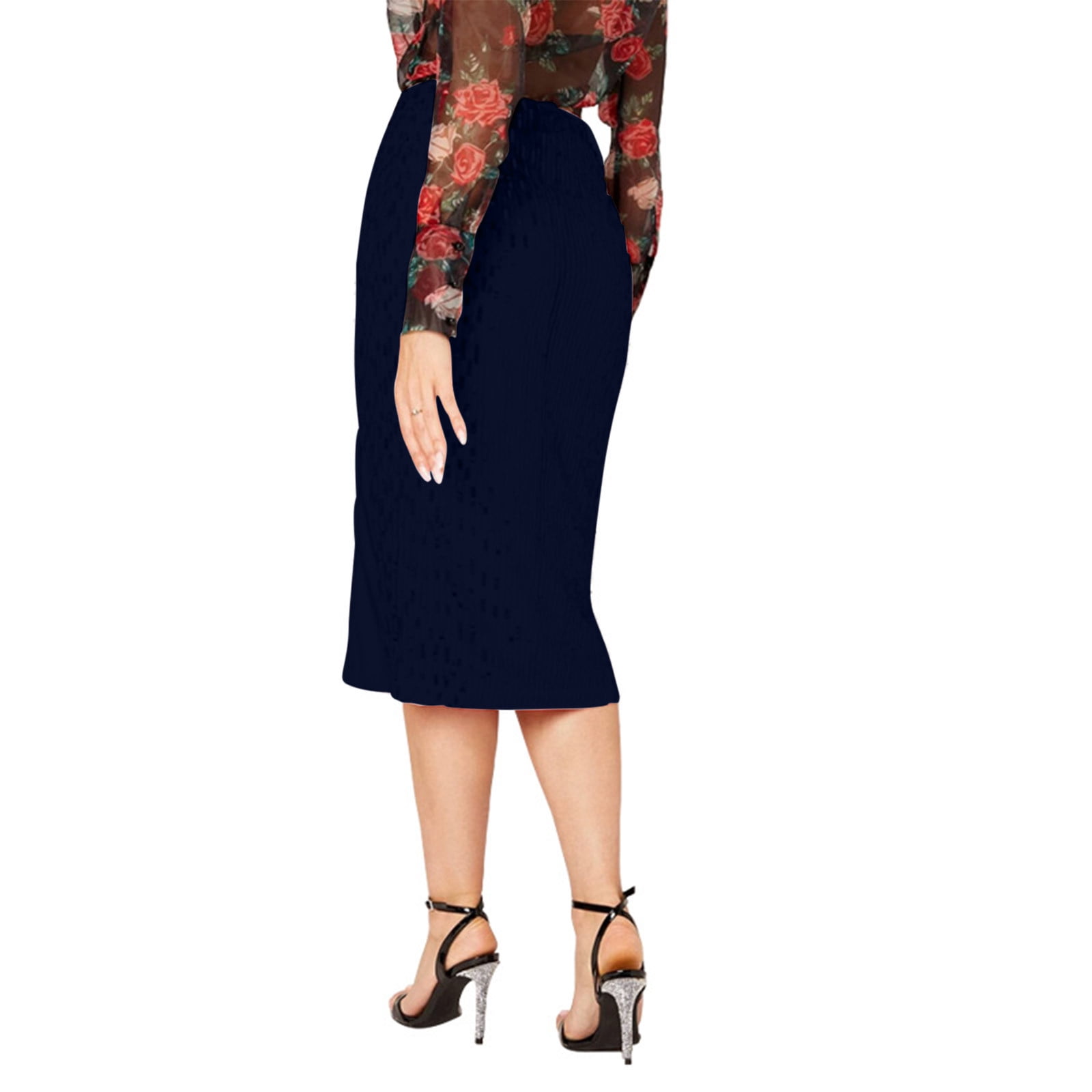 Women's Sequin Skirt Midi High Waist Elegant Stretchy Sparkly Side Slit Pencil Skirt Night Out Party Cocktail