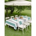 thumbnail image 5 of 54x80 Inch Outdoor Tablecloth with Umbrella Hole Zipper Rectangle Turquoise Gray Striped Rectangular Tablecloths Outside Waterproof Farmhouse Stripe Art Patio Table Cloth Cover for Picnic Party, 5 of 8