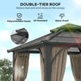 thumbnail image 4 of Outsunny Pavillon à Toit Rigide en Polycarbonate 10 Pieds x 10 Pieds avec Rideaux, Kaki, 4 of 10