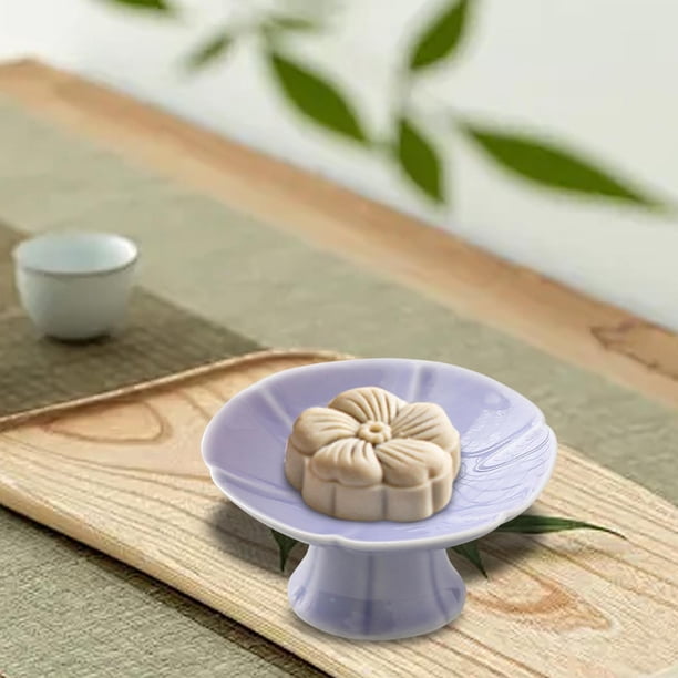 Soporte de postre de cerámica, frutero con base, elegante plato para aperitivos, mini soporte para tartas, mesa de postres, decoraciones para fiestas Púrpura