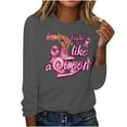 thumbnail image 2 of VKOYWKM Cancer T-Shirts Women Breast Cancer Awareness Tshirt Pink Ribbon Print Long Sleeve Shirt Casual Crew Neck Loose Fit Breast Cancer Blouses, 2 of 5