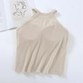 thumbnail image 4 of Mrat Cotton Tank Tops Women's Round Neck with Chest Pad and Solid Color Bottom Tops Beach Tank Tops for Women S-284 Beige M, 4 of 5