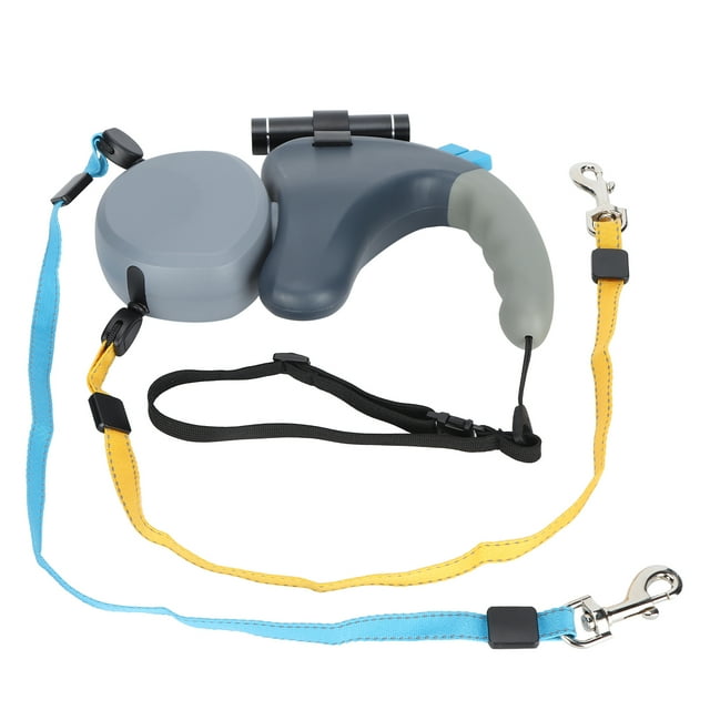 Correa Lideró Doble para perros, Cuerda de Paseo de Doble Extreme Para Dos Perros, Correa de Tracción Reflectante con Longitud Ajustable De Negro/Gris