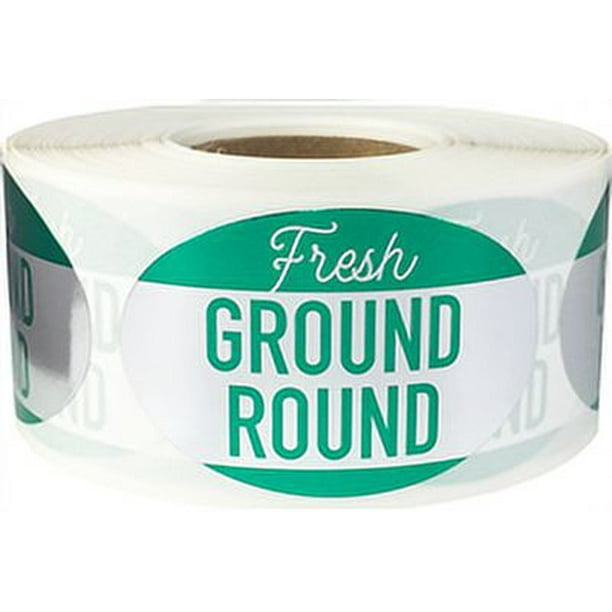 Fresh Ground Round Grocery Store Food Labels 1.25 x 2 Inch 500 Total ...