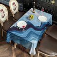thumbnail image 2 of Blue Wave Marble Pattern Rectangle Tablecloth 60"x120",Waterproof Polyester Rectangle Table Cloth, Wipeable Spillproof Polyester Tablecloth for Dining, Camping, Indoor and Outdoor, 2 of 6
