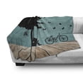 thumbnail image 3 of Nature Soft Flannel Fleece Throw Blanket, Boy and Girl Children Reading Under Tree a Bird Cage Bicycle, Cozy Plush for Indoor and Outdoor Use, 60" x 80", Pale Brown Seafoam Black, by Ambesonne, 3 of 6