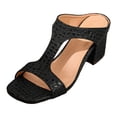 thumbnail image 5 of Rokment Women's Chunky Block Mid Heels Slip on Dressy Sandals for Ladies Fashion Casual Faux Snakeskin Leather Square Open Toe Dress Slides Pumps Summer 2026 Black Size 6, 5 of 6