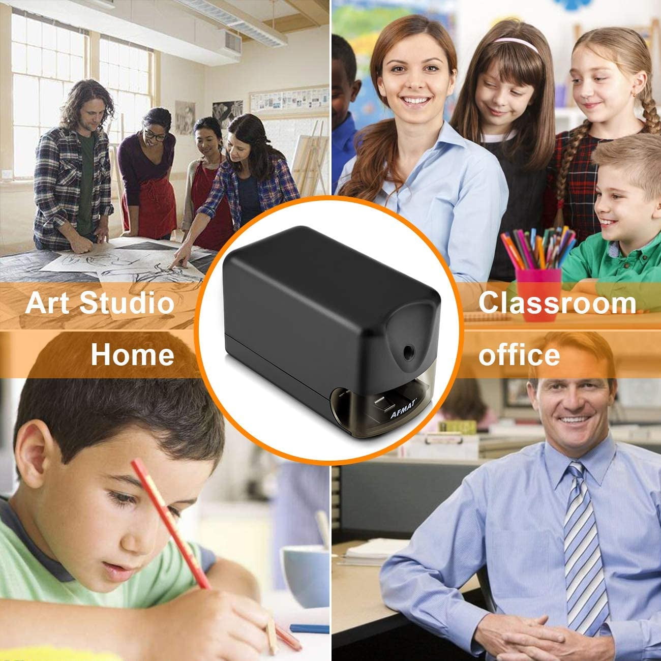 Electric Pencil Sharpener for Colored Pencils (6-8mm) with Adapter Bla –  AFMAT