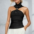 thumbnail image 2 of XIAOCHA Fitted Halter Top For Women High Neck Sleeveless Pullover Tank Twist Stretchy Sexy Elegant Daily Office Party Tops, 2 of 7