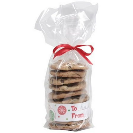 Pack of 144 Tall Cellophane Christmas Polka Dot Cookie and Treat Bags with Bands