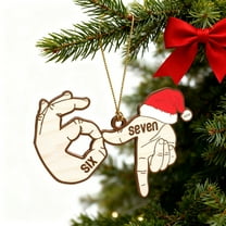 WKSCLPAI Hand Sign 67 Ornament 2025, Six Seven Meme Christmas Tree Ornament with Santa Hat Decor, Funny 67 Teen Slang Ornaments, Xmas Tree Decorations, Gag Gifts, #DB
