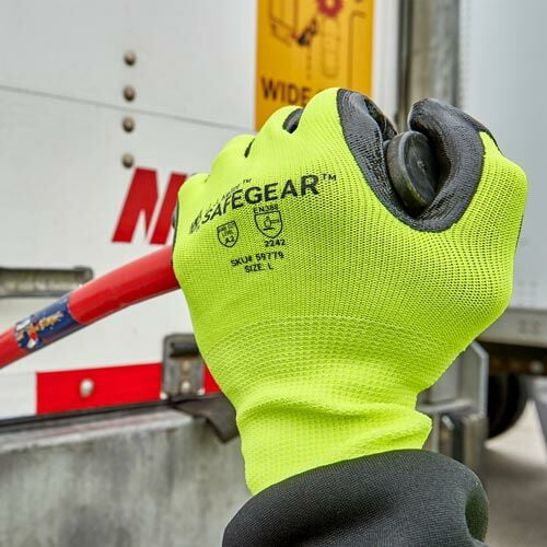 SAFEGEAR Nitrile Gloves X-Large, 3 Pairs - ANSI Level A2 Cut-Resistant Black Nitrile & Lime Green Elastic Knit Gloves, Latex Free, Work & Gardening Gloves for Men and Women