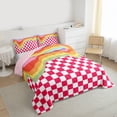 thumbnail image 3 of Homewish Dreamy Cartoon Rainbow Queen Comforter Set, Red Rectangle Abstract Plaid Bedding Sets, Teens Kids Boys Girls Reversible Bedding Comforter Set, Luxury Bedroom Decor, 3-Piece, 3 of 8