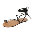 thumbnail image 2 of Lace up Sandals Tie up Dress Summer Flat Sandals for Women Cute Wrap Ankle Strap Gladiator Sandals, 2 of 4