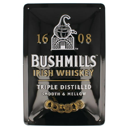 Bushmills Irish Whiskey Metal Wall Sign 12" x 8" Black Color