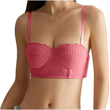 SMihono Women s Balconette Bra Plus Size Demi Underwire Lightly Padded Bras Cute Full Coverage Unlined Bralette Hot Pink 4
