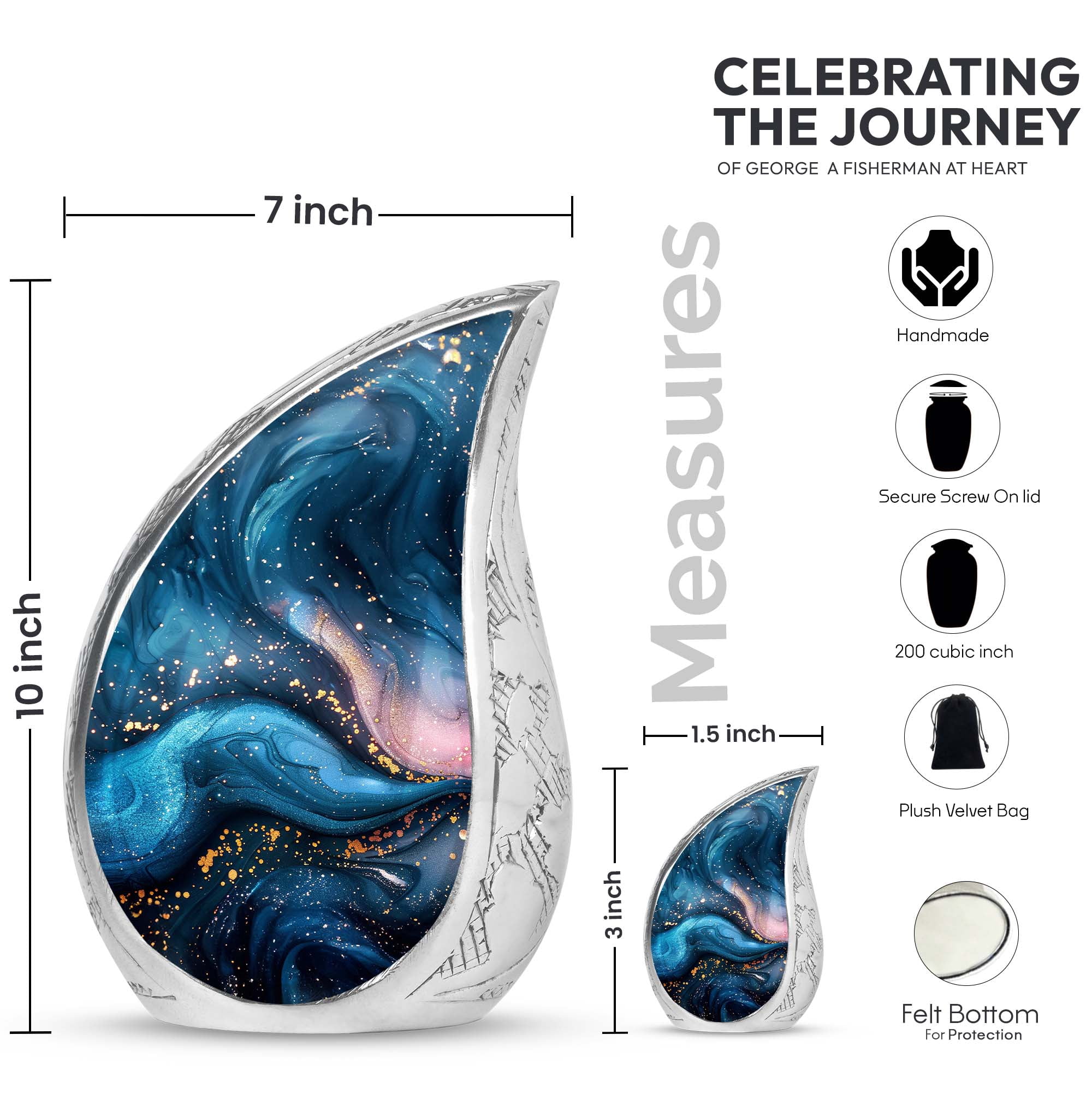 SUBSH Abstract Urns For Ashes - Cremation Urns For Ashes Mini - Small Ashes Keepsake - Combo 1 Large & 1 Small - Small Cremation Urn For Human Ashes - Ashes Keepsake - Human Ash Urn
