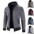 thumbnail image 4 of Turilly Jackets for Men Vintage Knit Solid Color Outwears Men's Zipper Long Sleeved Hoodless Casual Jacket with Pocket, 4 of 4