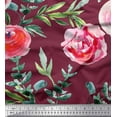thumbnail image 1 of Soimoi Brown Crepe Silk Fabric Leaves & Floral Decor Fabric Printed BTY 42 Inch Wide, 1 of 1