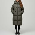 thumbnail image 2 of Winter Coats for Women Long Coat Winter Warm Thickened Down Alternative Overcoat Knee Length Loose Fit Hooded Jacket Outerwear For Cold Weather Winter Jackets for Women, 2 of 4