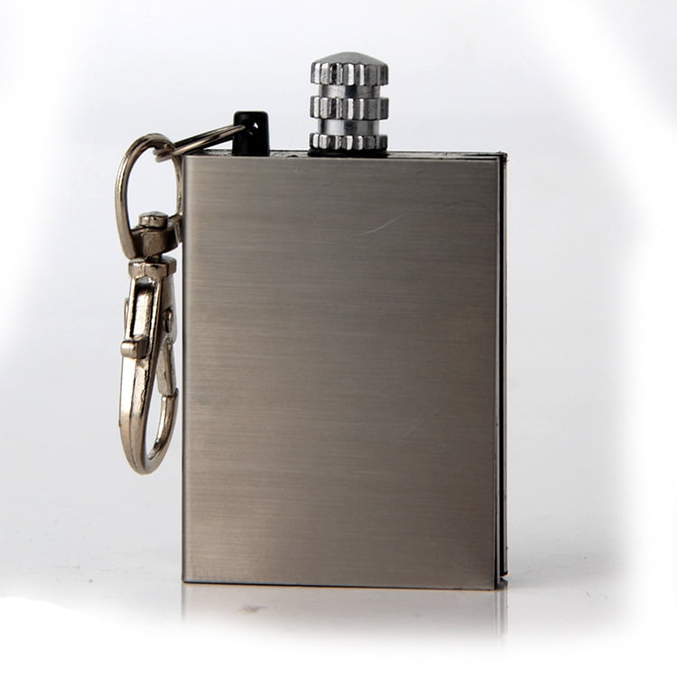 Stainless Steel Fire Starter Match Lighter Keychain Camping Emergency
