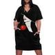 thumbnail image 1 of Cara de moda mujer con labios rojos sombrero elegante y café vestido suelto con bolsillo vestido de mujer vestido de hadas de verano, 1 of 7