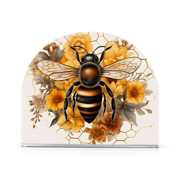Bee with Honey Acrylic Napkin Holder Clear Paper Tissue Dispenser Kitchen Dining Room Bathroom Party Hotel