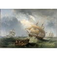 thumbnail image 2 of James Wilson Carmichael 14x11 Black Ornate Wood Framed Double Matted Museum Art Print Titled: Shipping in the Open Sea (1838), 2 of 5