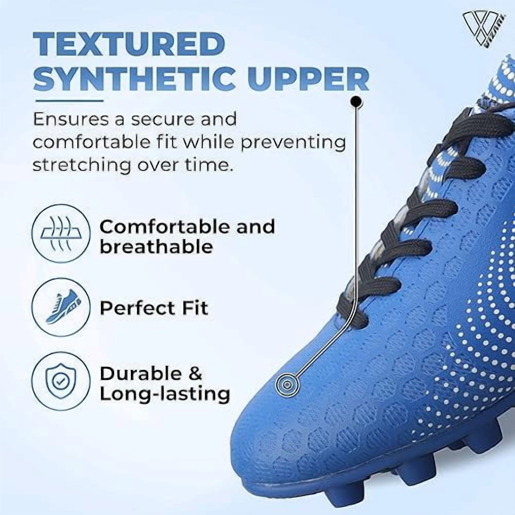 Vizari USA Stealth Firm Ground Soccer Cleats Kids Blue/White photo 3