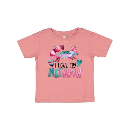 

Inktastic I Love My Meemaw Pink and Blue Fox with Hearts Gift Baby Boy or Baby Girl T-Shirt