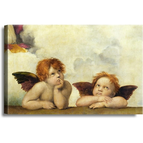 Aaheei Two Angels Cherubs (detail of the Sistine Madonna) The World Classic Art Reproductions, Giclee Canvas Prints Wall Art for Home Decor