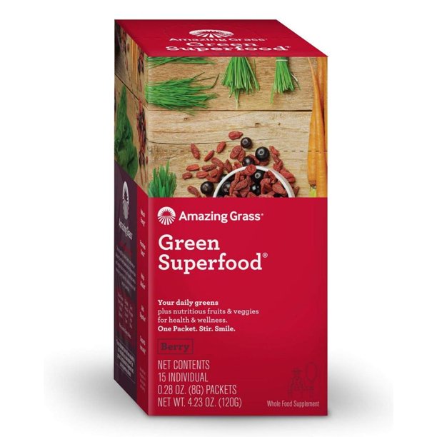 Amazing Grass Green Superfood Powder, Berry, 15 Packets