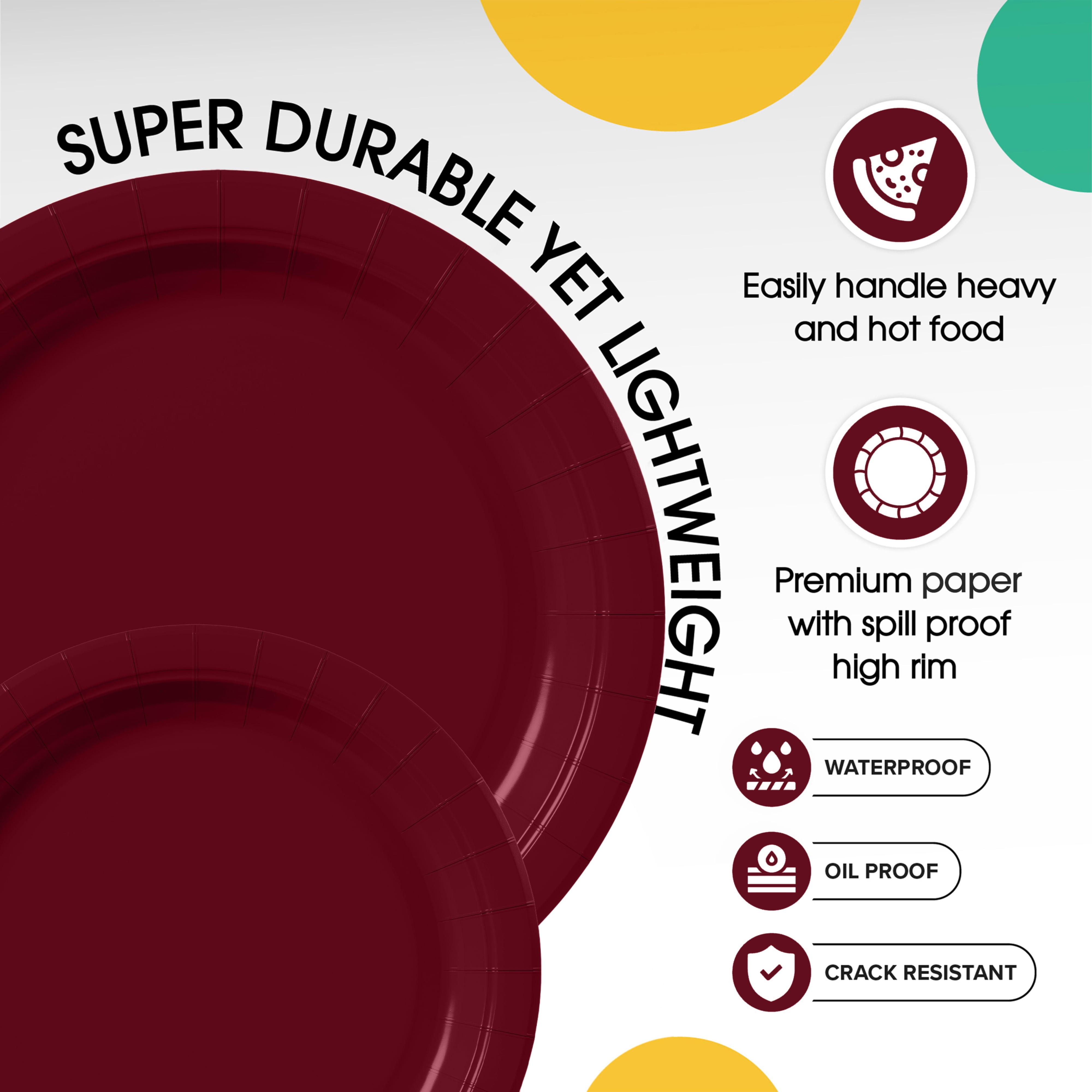 Exquisite Sustainable Holiday Disposable Paper Plates, 7 & 9 in, 200 Count