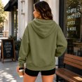 thumbnail image 4 of Dweltoz Zip Up Hoodies for Women Oversized Casual Sweatshirts Cute Full Zip Cozy Jackets with Pockets Fall Winter Long Sleeve Hooded Clothes,Army Green XL, 4 of 6