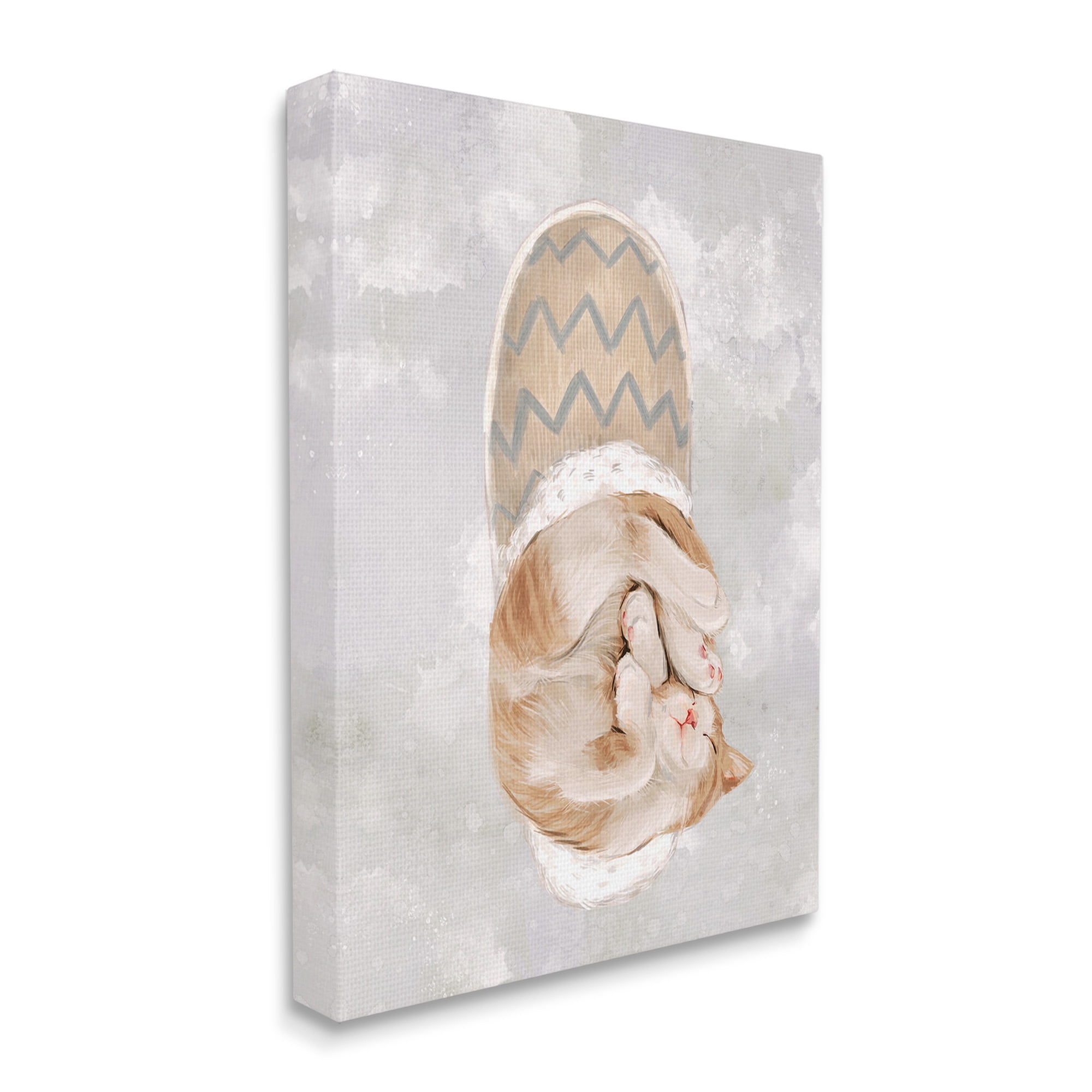 Stupell Industries Kitten Sleeping in Slipper Animals & Insects Painting Gallery Wrapped Canvas Art Print Wall Art, 16 x 20