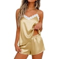 thumbnail image 2 of Frostluinai Satin Pajama Set for Women 2 Piece Silky Lingerie Sleepwear Lace Camisole Pj Shorts Set Soft Nightwear S-XXL Loungewear Outfits, 2 of 6