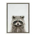 thumbnail image 2 of Kate and Laurel Sylvie Raccoon Color Framed Canvas Wall Art by Simon Te of Tai Prints, 18x24 Gray, Minimalistic Animal Art Wall Décor, 2 of 6