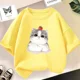 thumbnail image 3 of Camiseta de algodón con estampado de gato o perro para niñas, ropa de verano vintage kawaii, camisetas de manga corta, 3 of 5