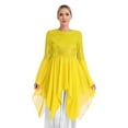 thumbnail image 6 of iiniim Women Shiny Sequins Patchwork High Low Praise Dance Dress Clothes Yellow L, 6 of 7