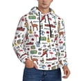 thumbnail image 2 of Rateoe Retro Style Pattern Mens Hoodie, Pullover Hooded Sweatshirt, Kangaroo Pocket Hoodie Ideal for Daily Wear, Travel and Home-3X-Large, 2 of 7