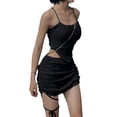 thumbnail image 2 of Gureui Women’s Sexy Camisole and Skirt Suit Fresh Solid Color U-neck Bandage Backless Cropped Pullover Vest and Drawstring Tight Mini Skirt, 2 of 5