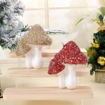 FastXmas Christmas Tree Mushroom Ornaments 2Pcs Gold Powder Mushroom Decorations 4.4*3.7 Inch Plastic Hanging Mushroom Ornaments Stimulation Mushroom Hanging Decor for Xmas Tree Holiday Party Home