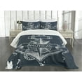 thumbnail image 3 of Ambesonne Nautical Quilted Bedspread Set 3 Pcs, Knot Anchor Compass, Queen Size, Dark Blue White, 3 of 5
