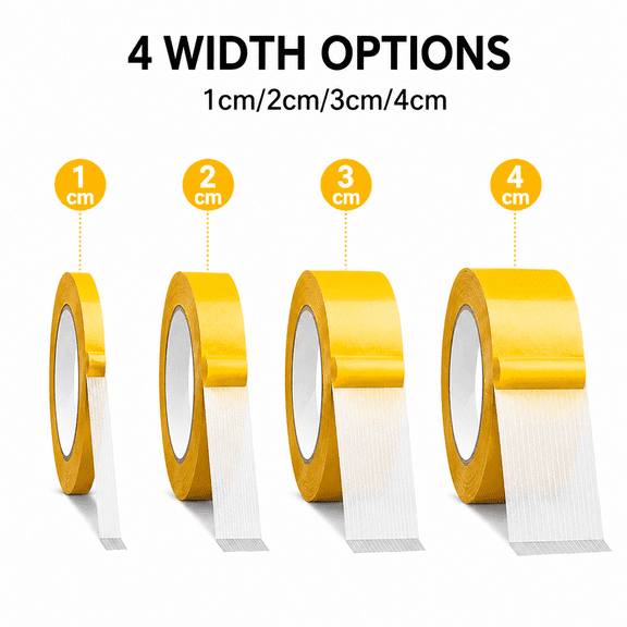 Rongyun Double Sided Tape Heavy Duty, Universal High Tack Strong Wall Adhesive with Fiberglass Mesh, Super Sticky Clear Tape, Easy Use Mounting Tape for Home Office (1cm*5m)