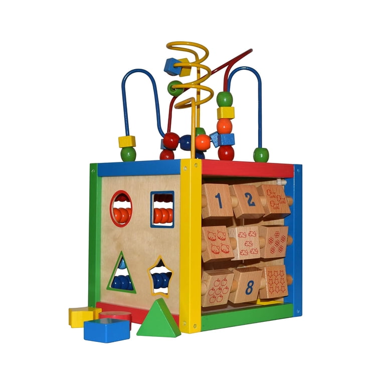 Montessori Toys For 1+ Year Old 7-in-1 Wooden Activity Cube ...
