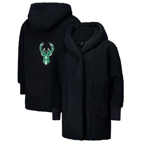 Unisex The Best Lounger in the World By Jill Martin Black Milwaukee Bucks Oversized Open-Front Hoodie Sweater