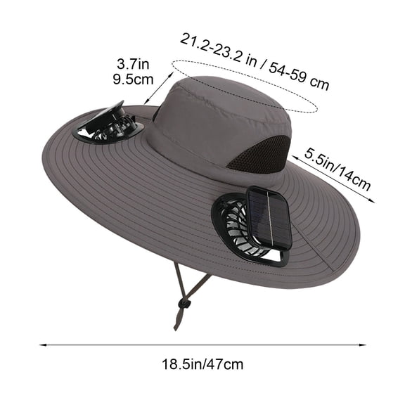 Wide Brim Solar Fan Hat, Outdoor Fishing Hat with Built in Fan, USB Solar Charging, UPF 50 Sun Protection Hat with Fan