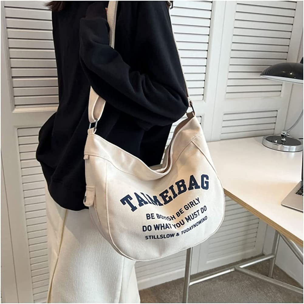 CoCopeaunts Designer Tote Bags for Women Luxury Letter Print Large Capacity  Young Girls Handbags Simple Student Canvas Messenger Bag 