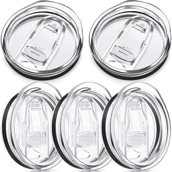 ACDANC 20 oz Skinny Replacement Lids Tumbler Replacement Lids Plastic Splash Resistant Covers Spill Proof Skinny Cup Covers for Mouth Cooler Cup (Clear, 5 Pack)